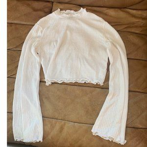 White crop top long sleeve mock turtleneck M